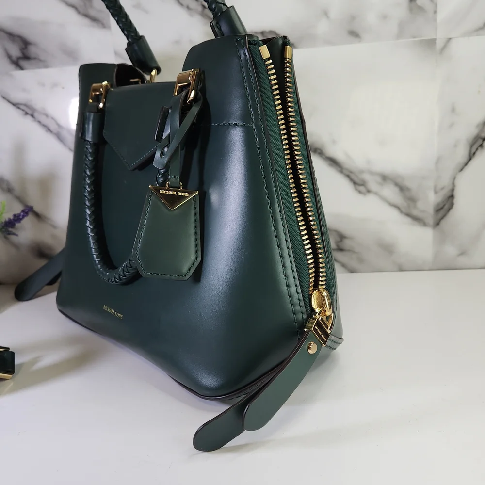 Michael Kors Green Blakely Leather Satchel Handbag - Picture 9 of 14